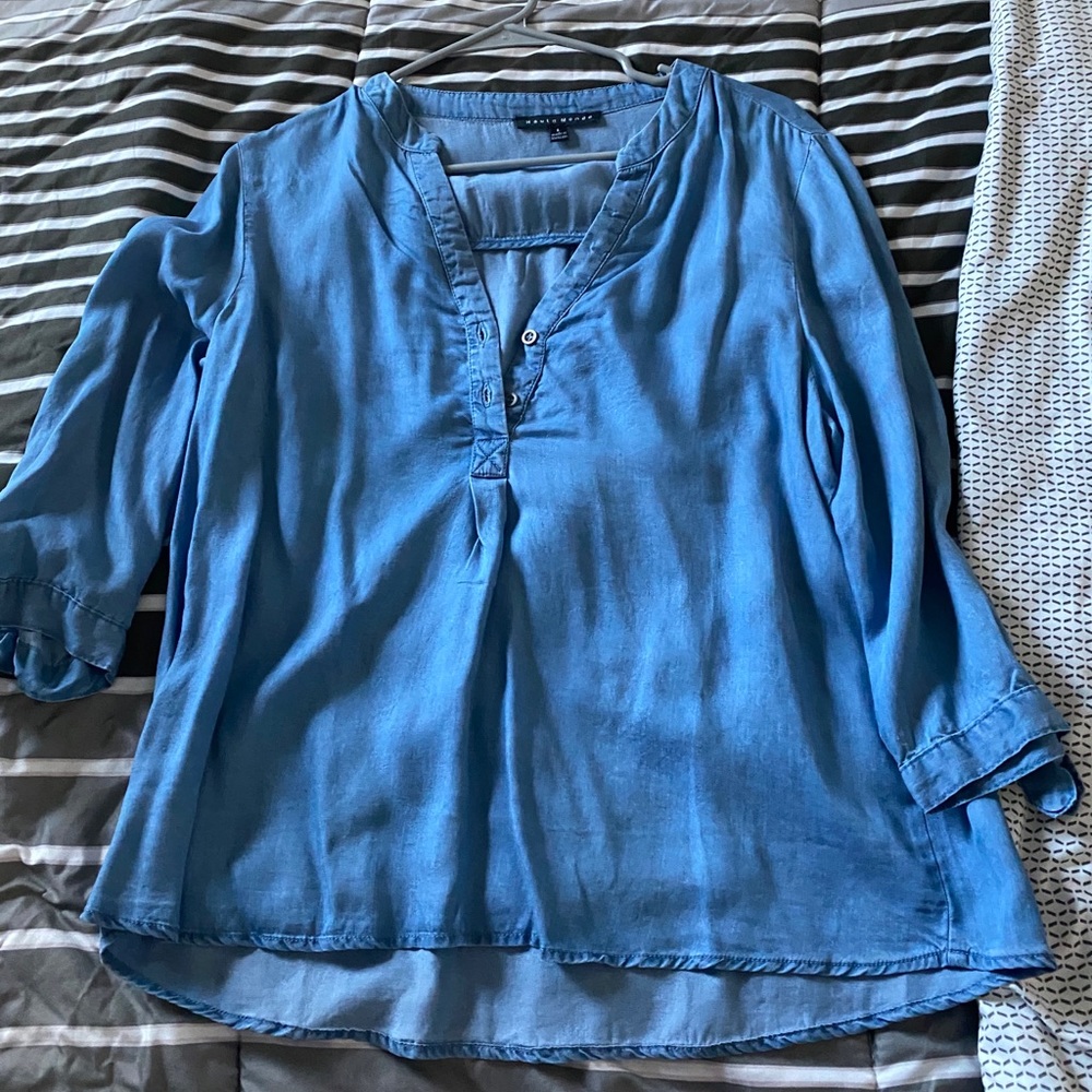 Denim mid-sleeve top